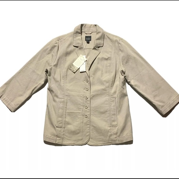 Eileen Fisher Organic Cotton Notch Collar Muslin Jacket 3/4 sleeve XS - Picture 11 of 12